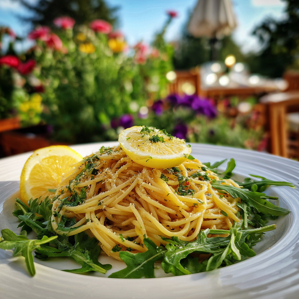 Lemon Capellini With Arugula Salad Recipe