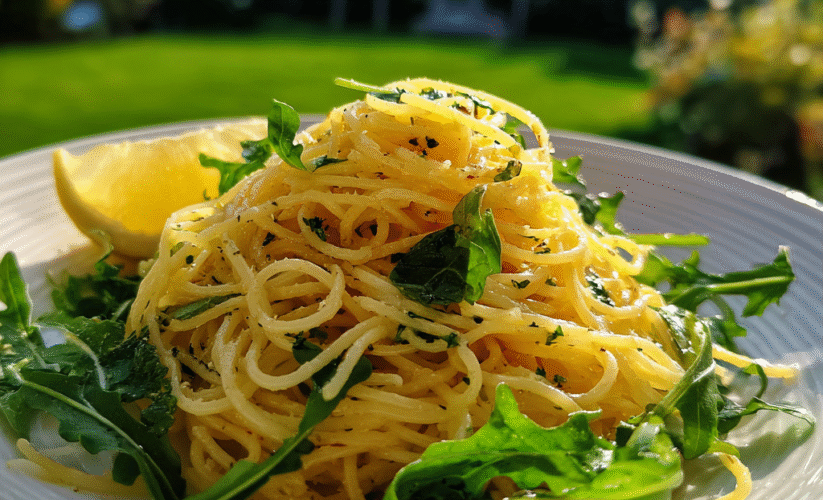 Lemon Capellini With Arugula Salad Recipe