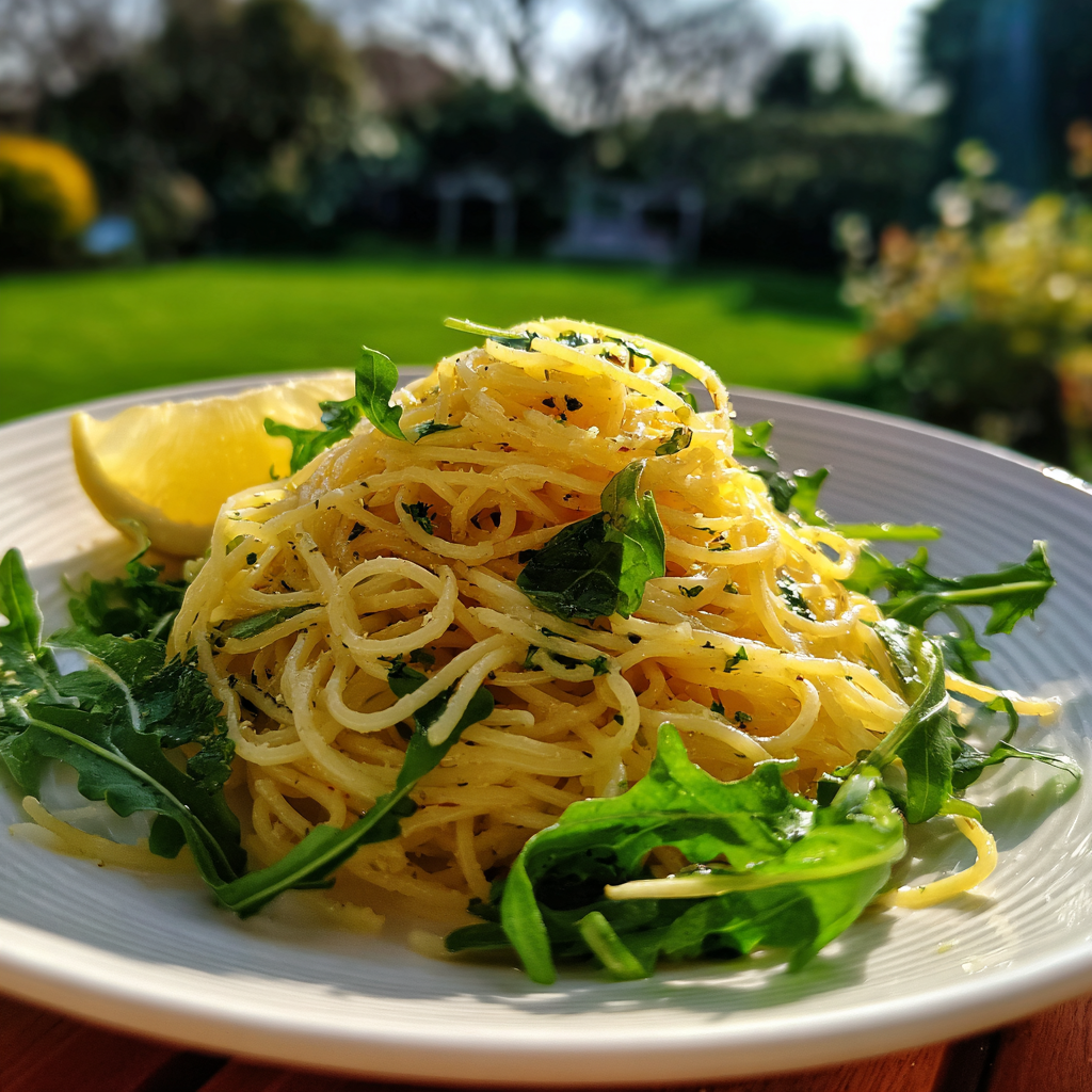 Lemon Capellini With Arugula Salad Recipe
